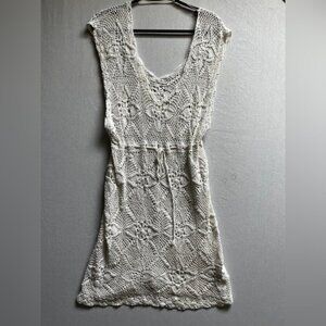 crochet knit long dress Solstice Off Shoulder Crochet Knit Maxi Dress / Ivory | MESHKI main image 0